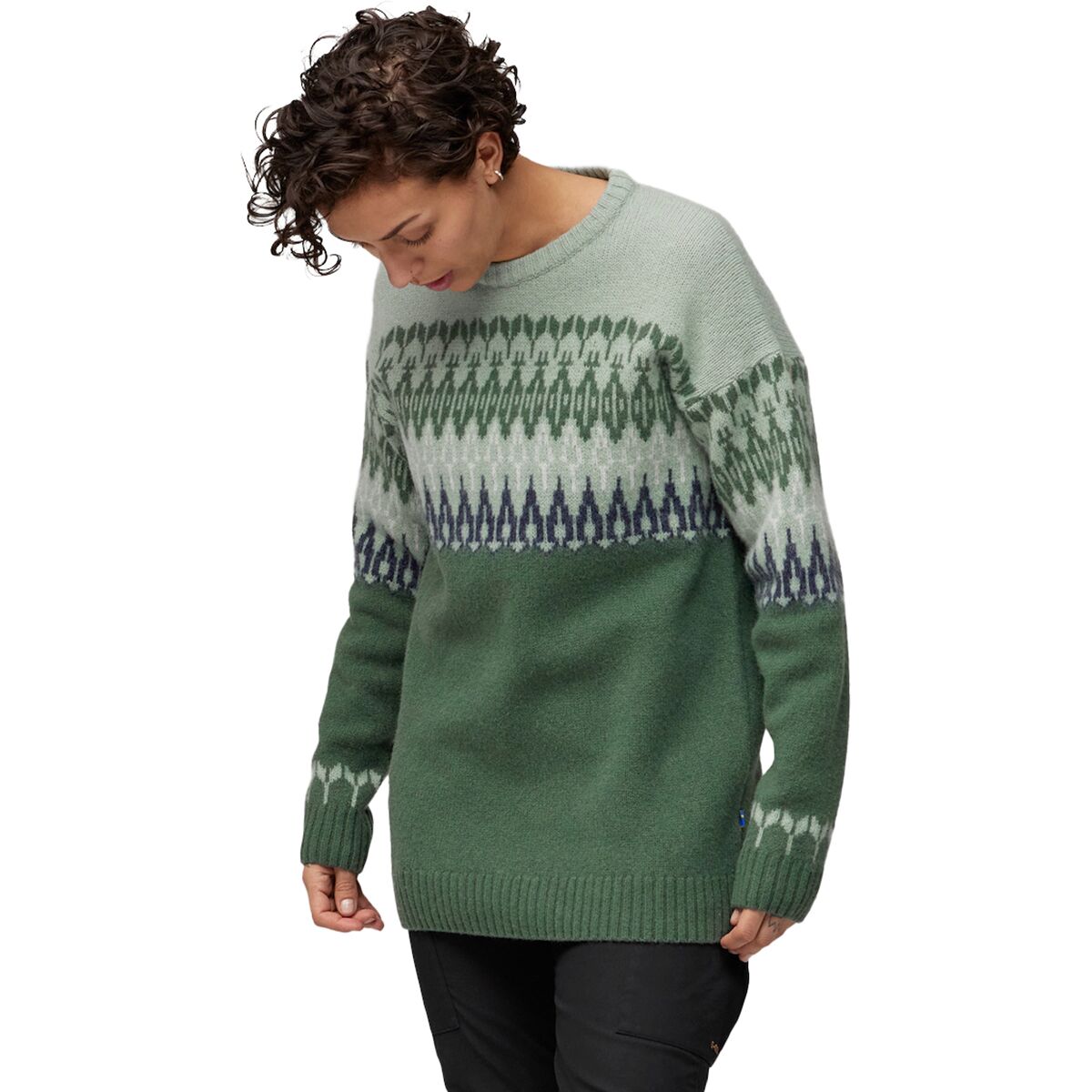 Image of Fjallraven Ovik Path Knit Top - Women's Deep Patina/Misty Green, XS