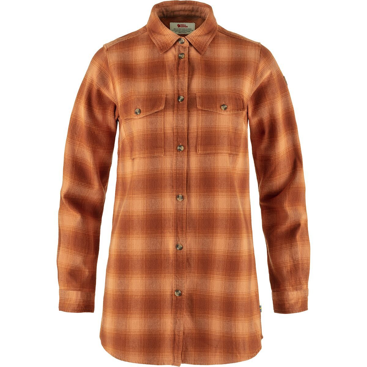 Image of Fjallraven Ovik Twill Long-Sleeve Shirt - Women's Desert Brown/Autumn Leaf, S