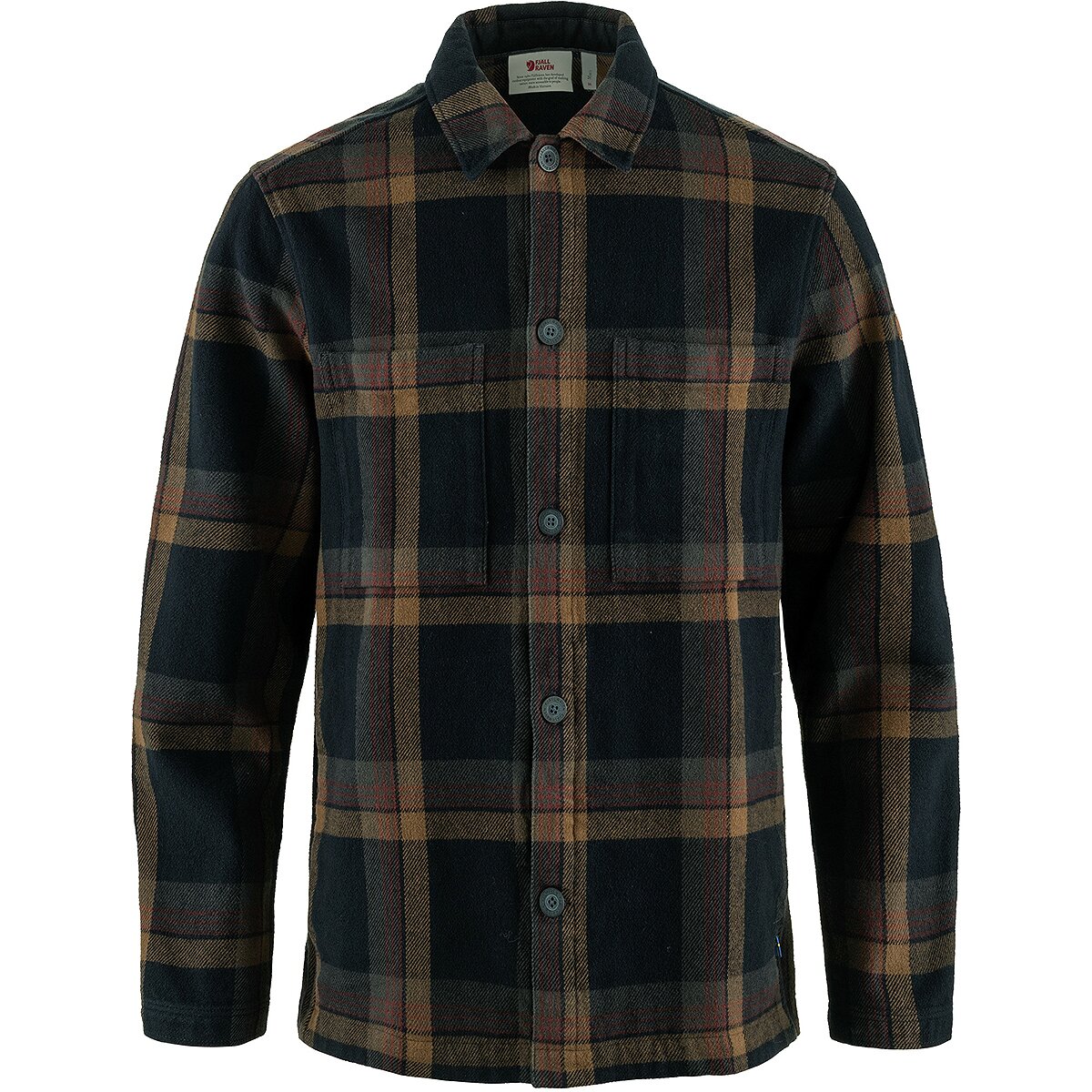 Image of Fjallraven Singi Flannel Overshirt - Men's Dark Navy/Wood Brown, M