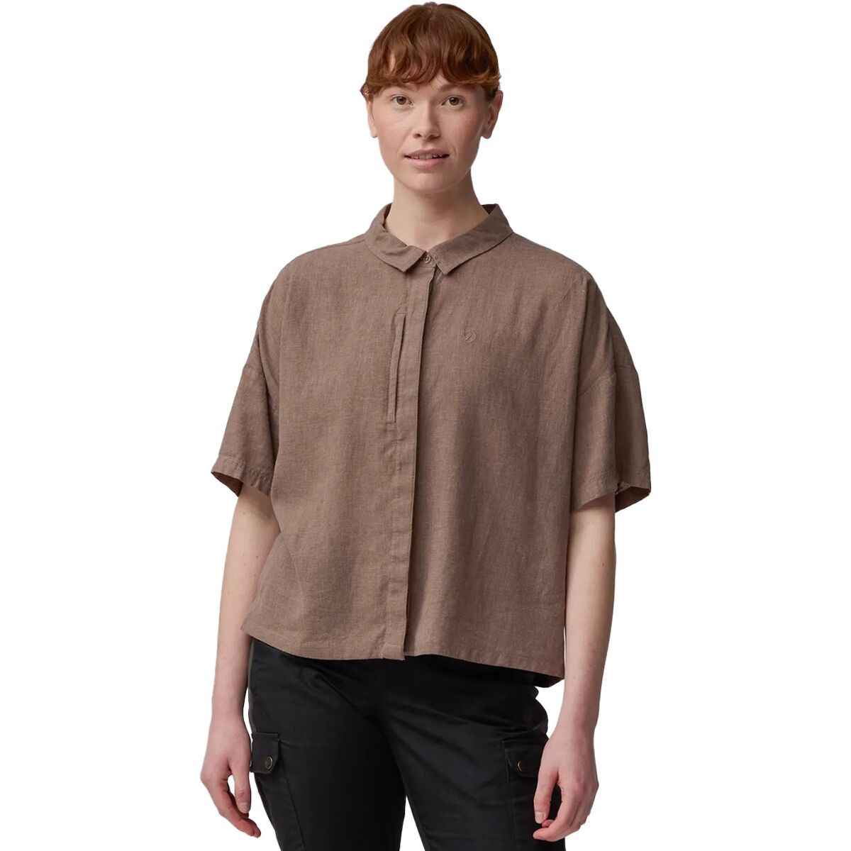 Image of Fjallraven Ovik Hemp Camp Short-Sleeve Shirt - Women's Suede Brown, L