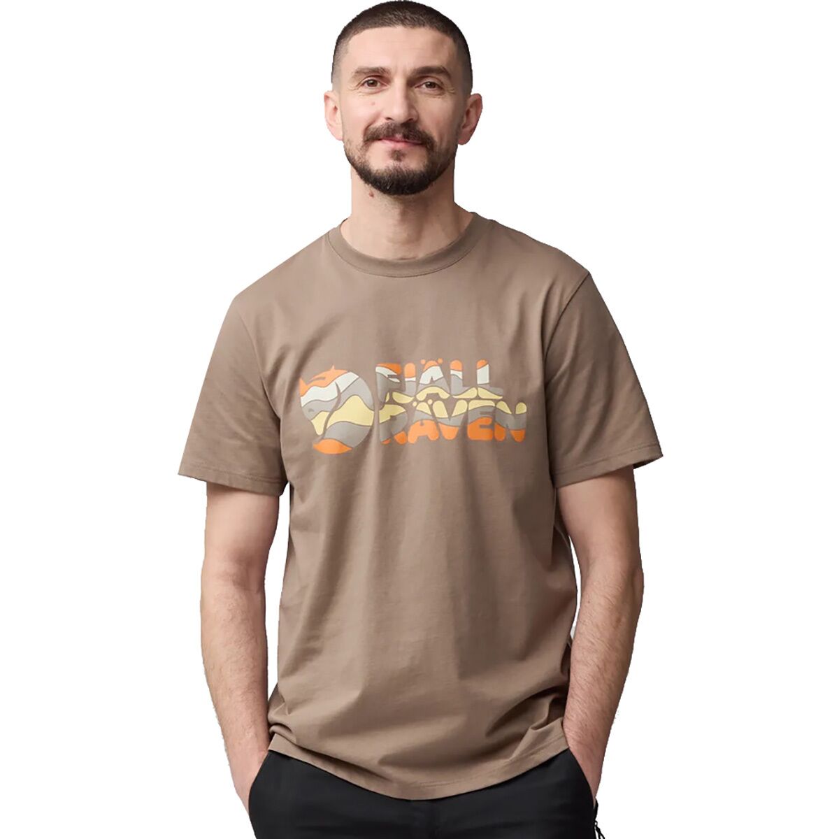 Image of Fjallraven Multicolor Logo T-Shirt - Men's Suede Brown, S