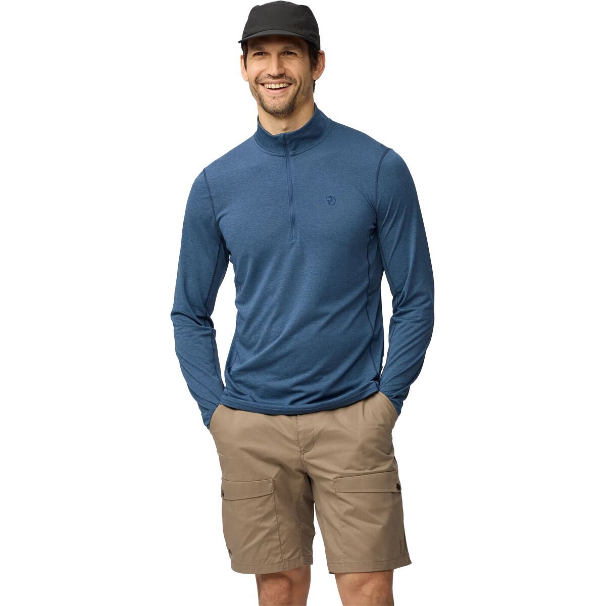 Image of Fjallraven Abisko Day Hike 1/2-Zip Top - Men's Indigo Blue, M