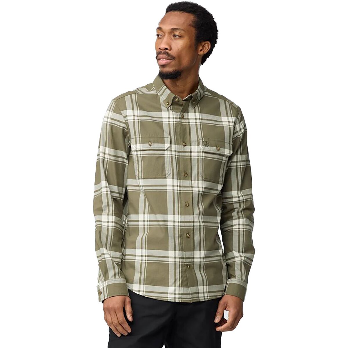 Image of Fjallraven Ovik Lite Flannel Shirt - Men's Laurel Green/Chalk White, XL