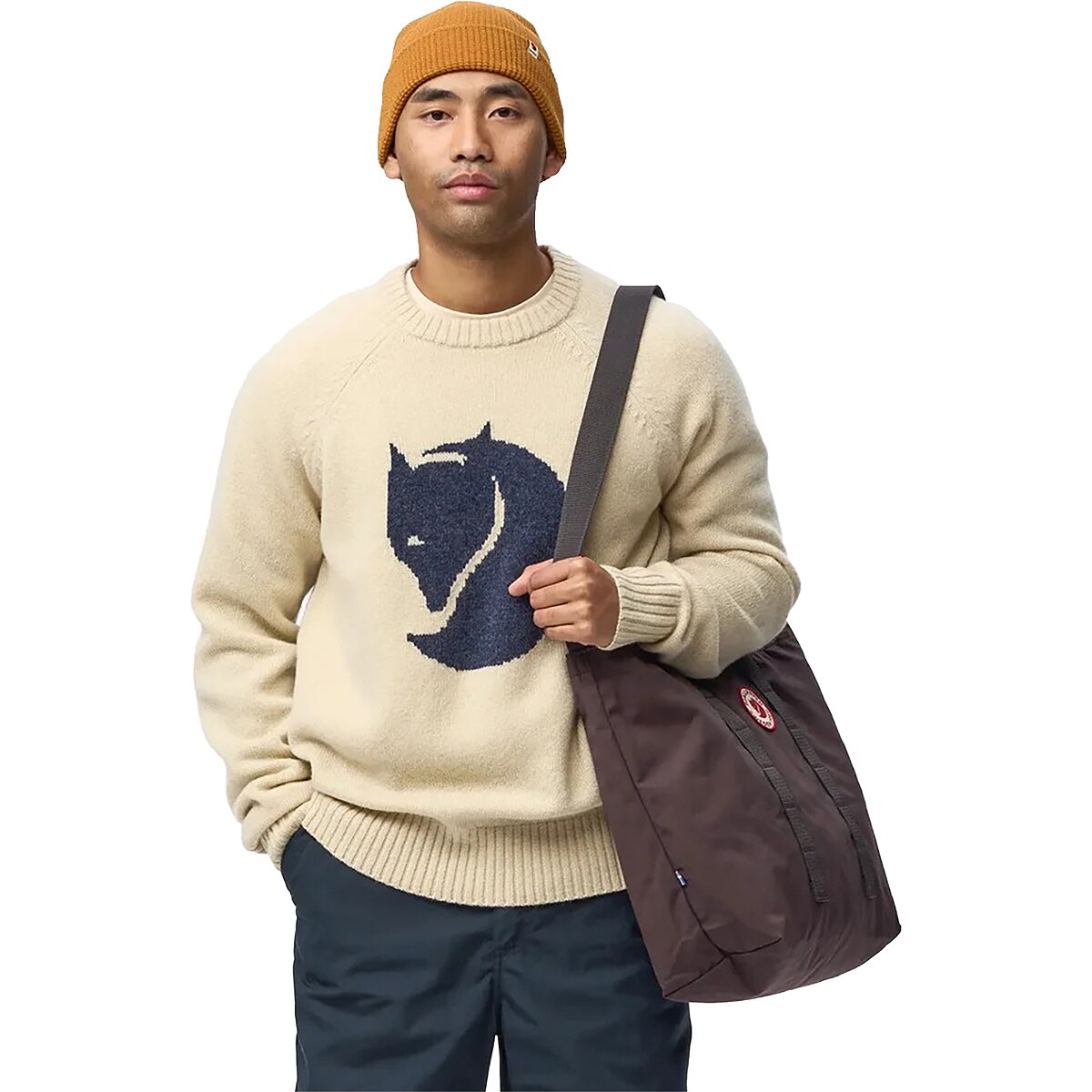 Image of Fjallraven Logo Knit Sweater - Men's Light Beige, XXL