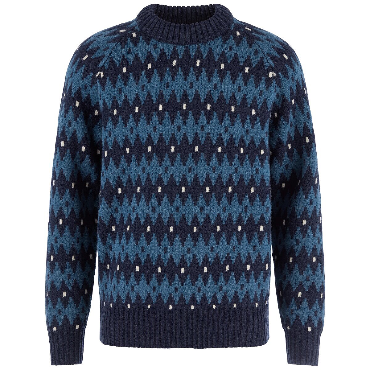 Image of Fjallraven Ovik Jacquard Knit Sweater - Men's Dark Navy/Indigo Blue, L