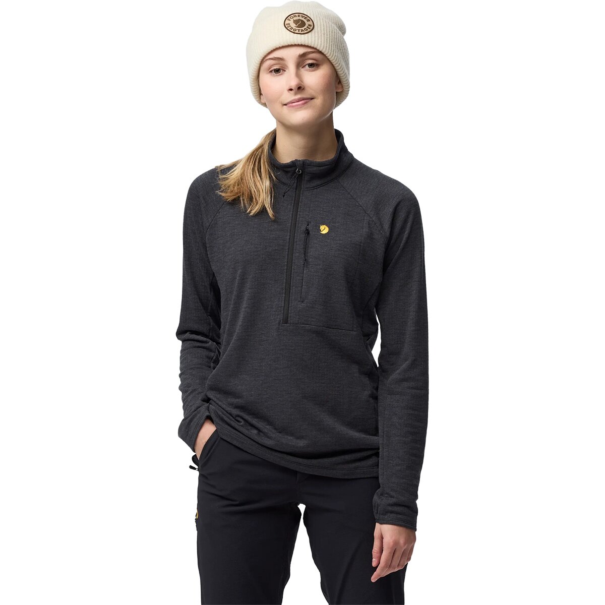 Image of Fjallraven Bergtagen 1/2-Zip Midlayer Top - Women's Black, L