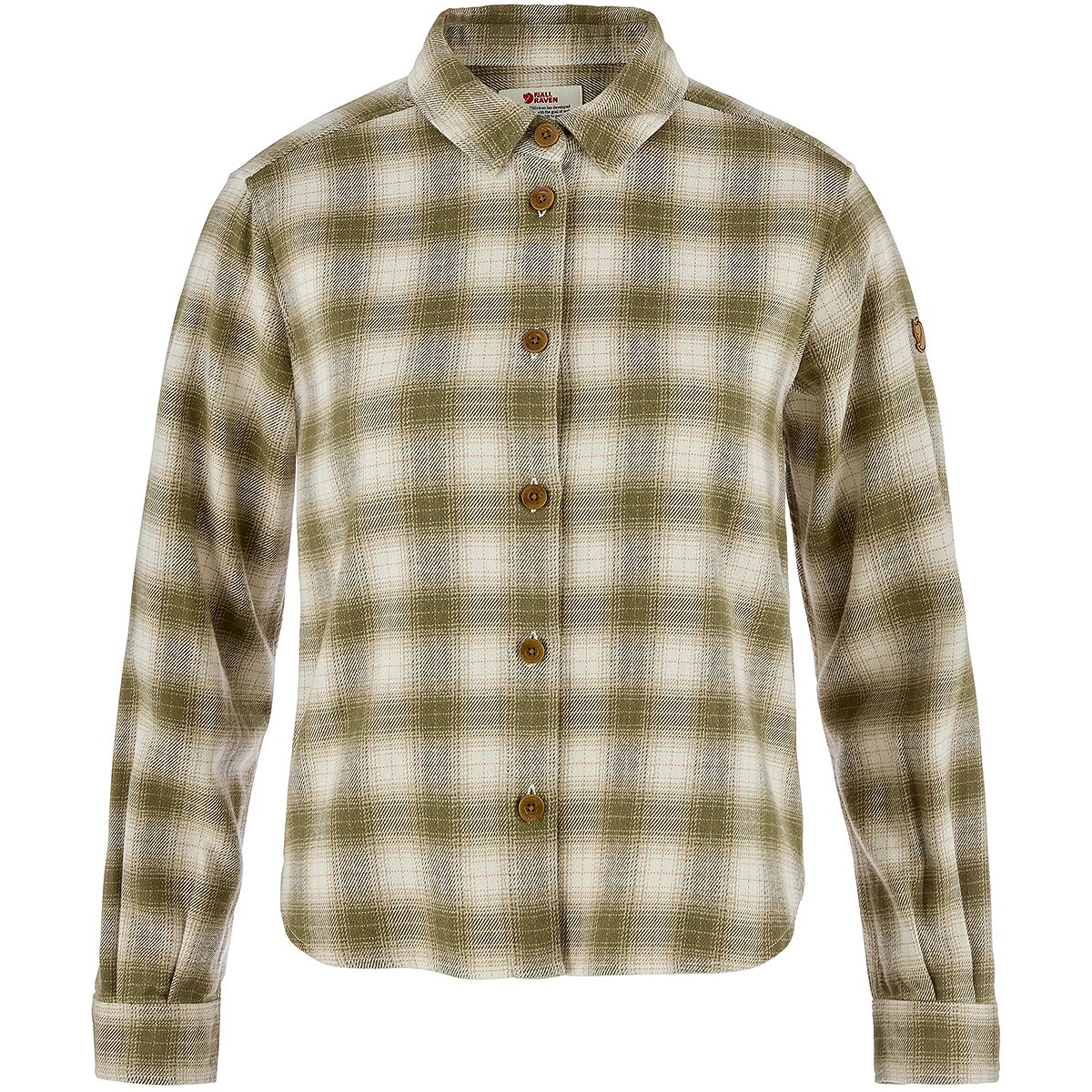 Image of Fjallraven Ovik Boxy Flannel Shirt - Women's Green/Chalk White, M