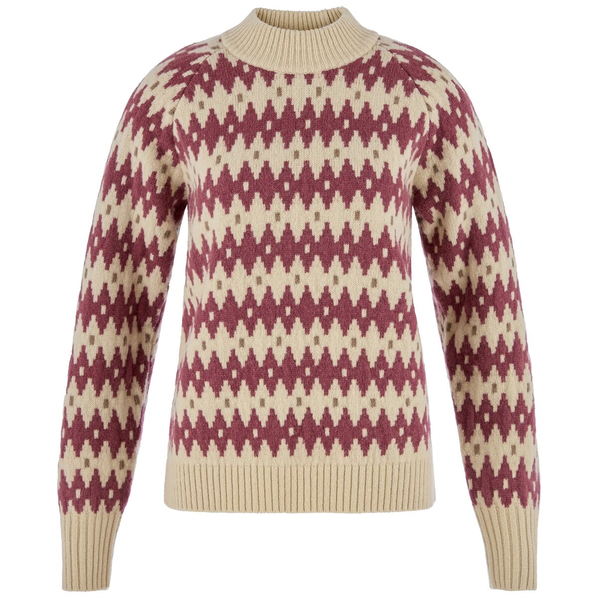 Image of Fjallraven Ovik Jacquard Knit Top - Women's Light Beige/Mesa Purple, XS