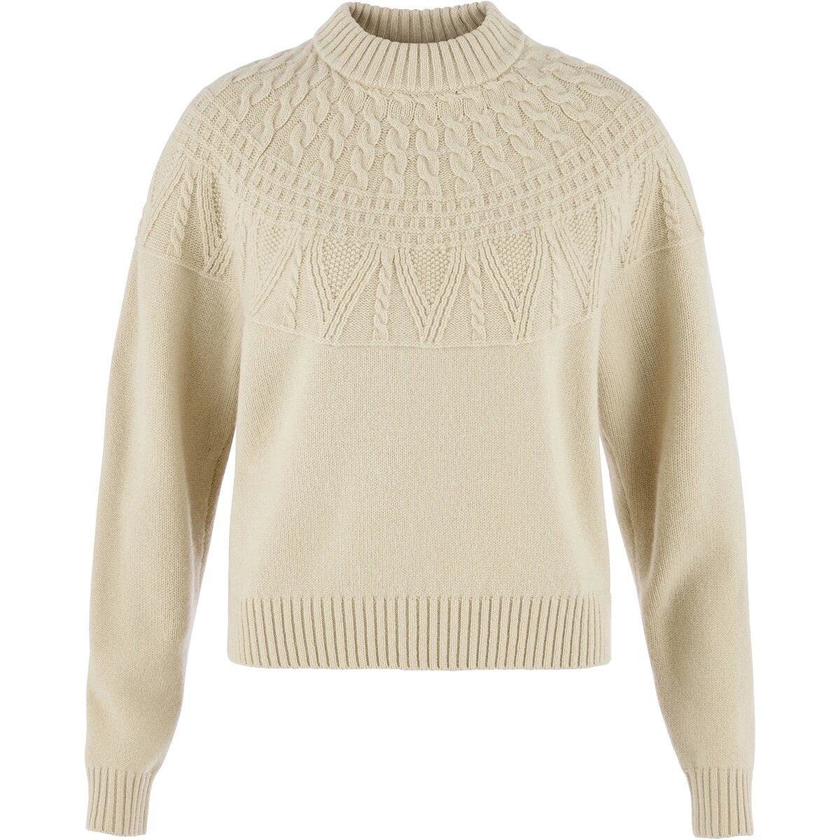 Image of Fjallraven Ovik Solid Jacquard Knit Top - Women's Light Beige, M