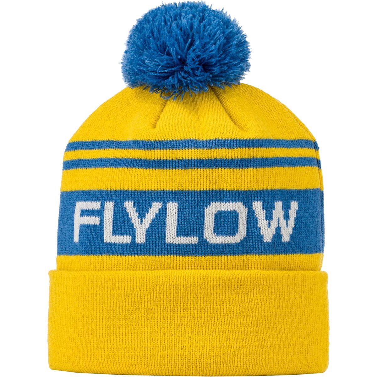 Image of Flylow OG Pom Beanie Butterscotch/Vintage Blue, One Size