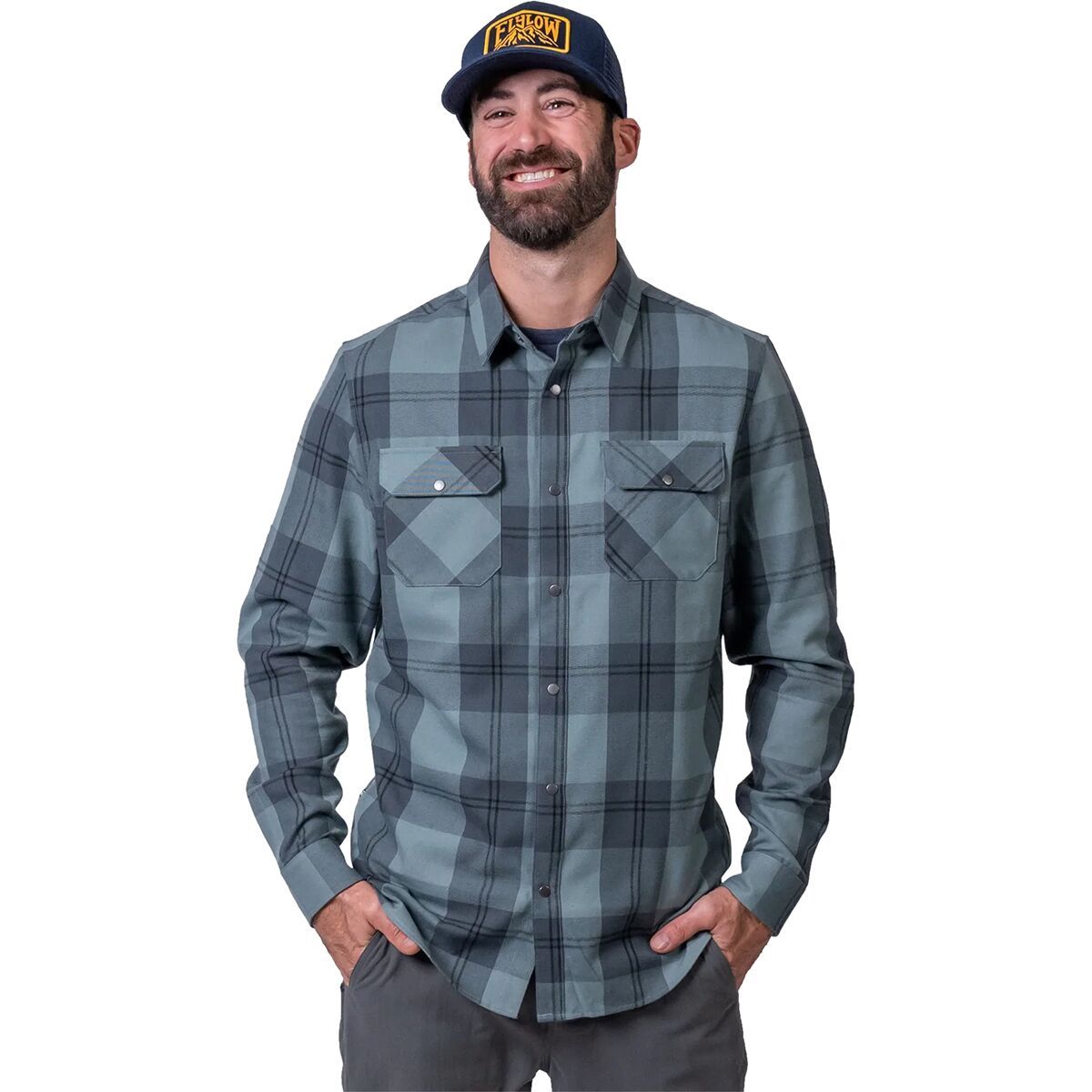 Flylow Handlebar Tech Flannel Shirt - Men's Sage/Arame Plaid, XXL