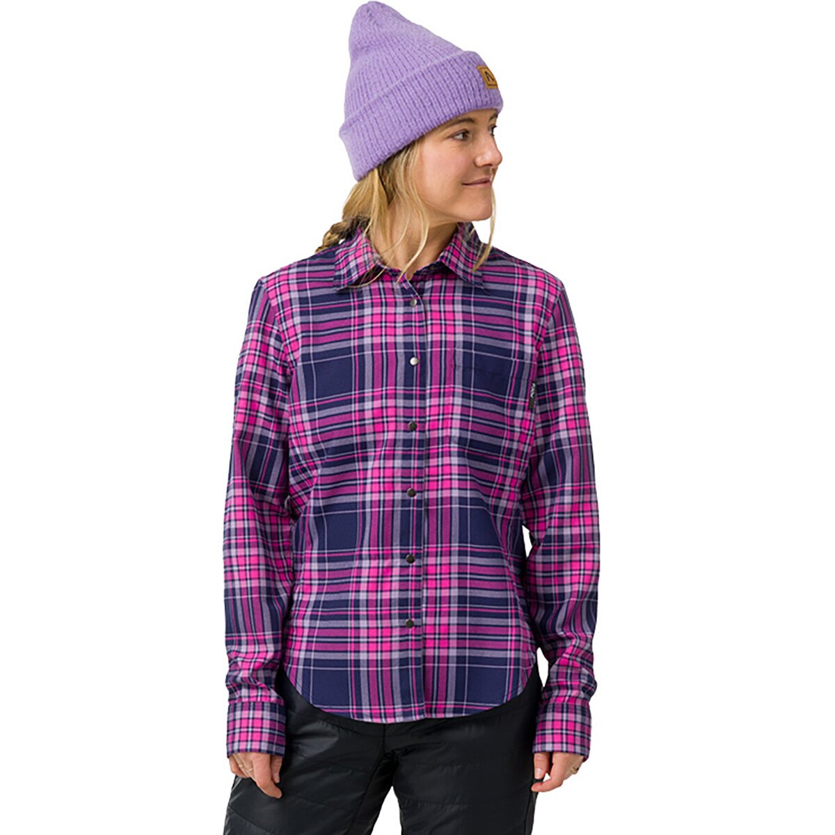 Image of Flylow Brigitte Tech Flannel - Women's Currant/Dragonfruit Plaid, L