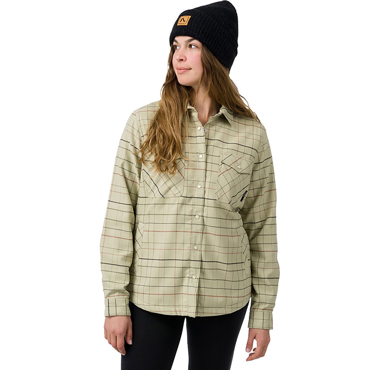 Image of Flylow May Flannel - Women's Mist/Bluff Plaid, M