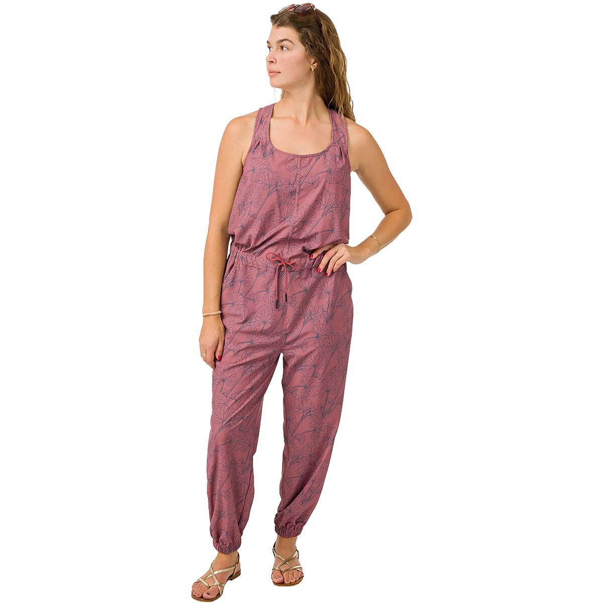 Image of Flylow Tucker Jumpsuit - Women's Garnet/Night Big Ivy, M
