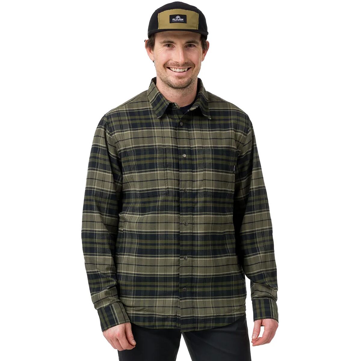 Image of Flylow Lassen Fleece Lined Flannel - Men's Leaf/Evergreen Plaid, L