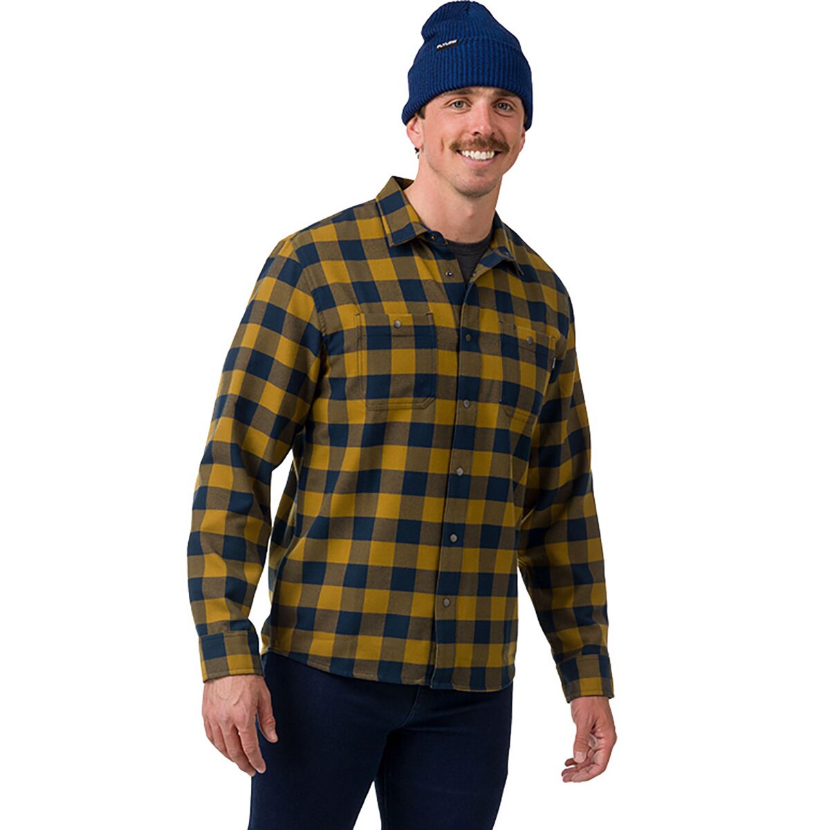 Image of Flylow Porter Wool Shirt - Men's Rye/Abyss Plaid, XL