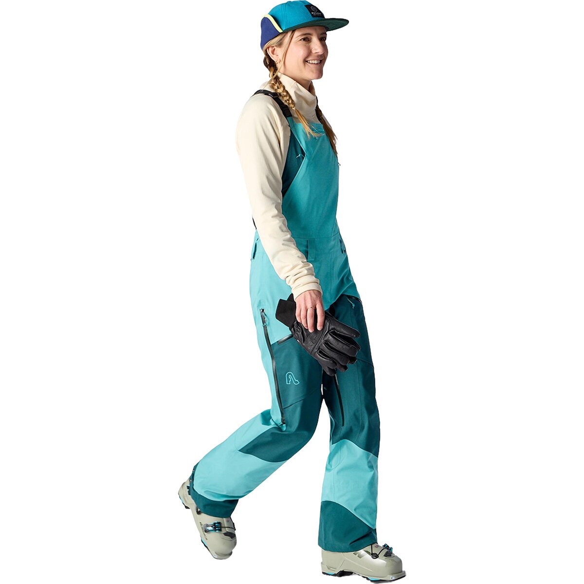 Image of Flylow Foxy Bib Pant - Women's Teal/Ponderosa Pine, 4