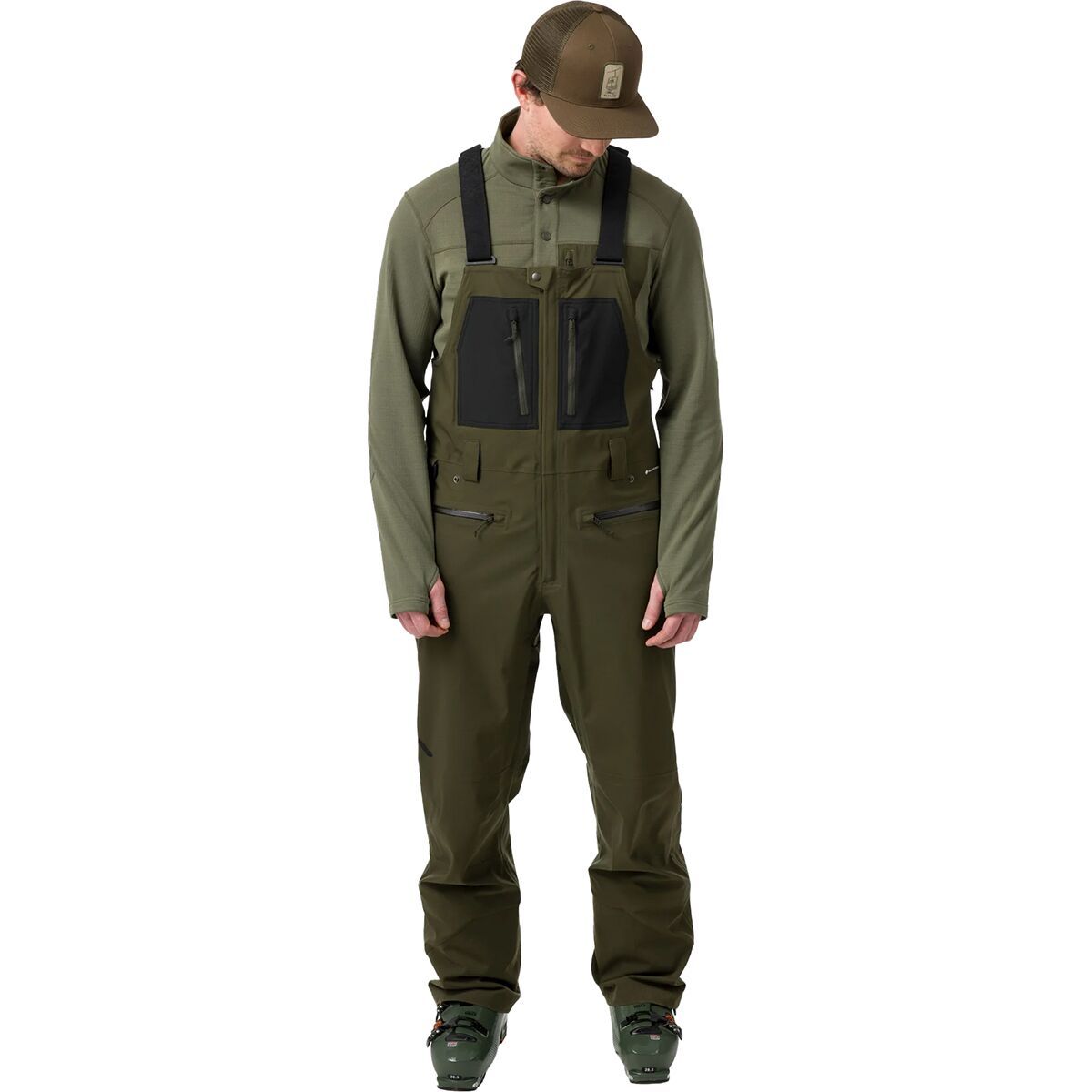 Image of Flylow Stash Bib Pant - Men's Evergreen, XXL