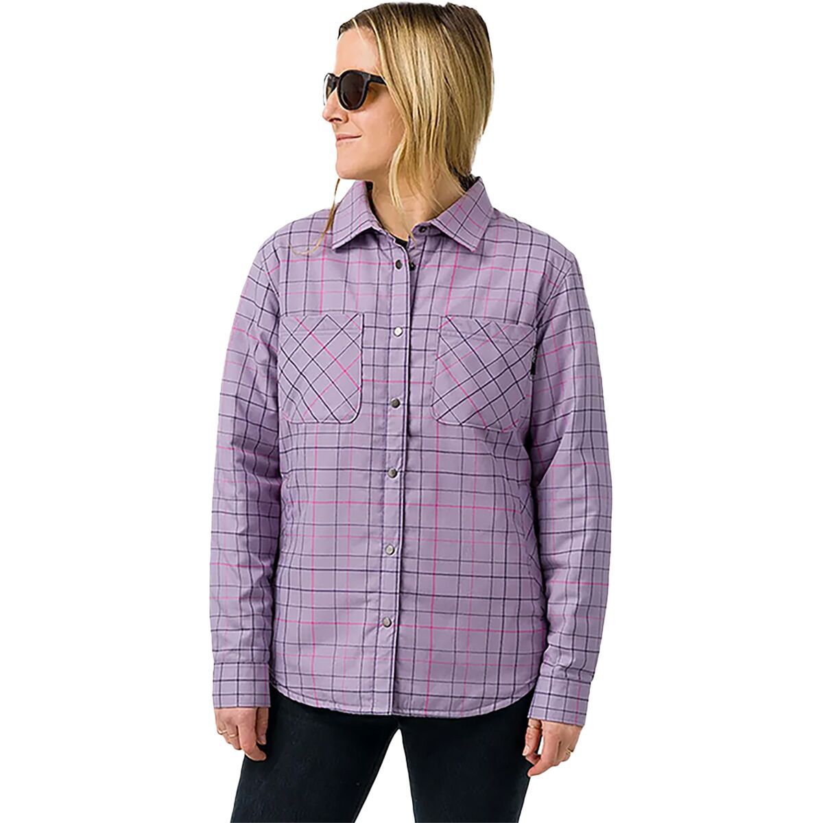 Image of Flylow Penny Insulated Flannel - Women's Aurora/Dragonfruit Plaid, XL