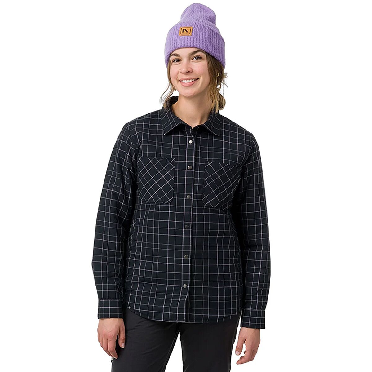 Image of Flylow Penny Insulated Flannel - Women's Black/Aurora Plaid, S