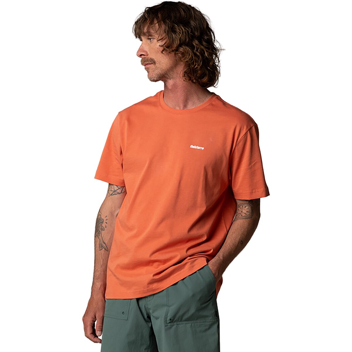 Image of Finisterre Harlyn Logo T-Shirt - Men's Dawn Pink, XL
