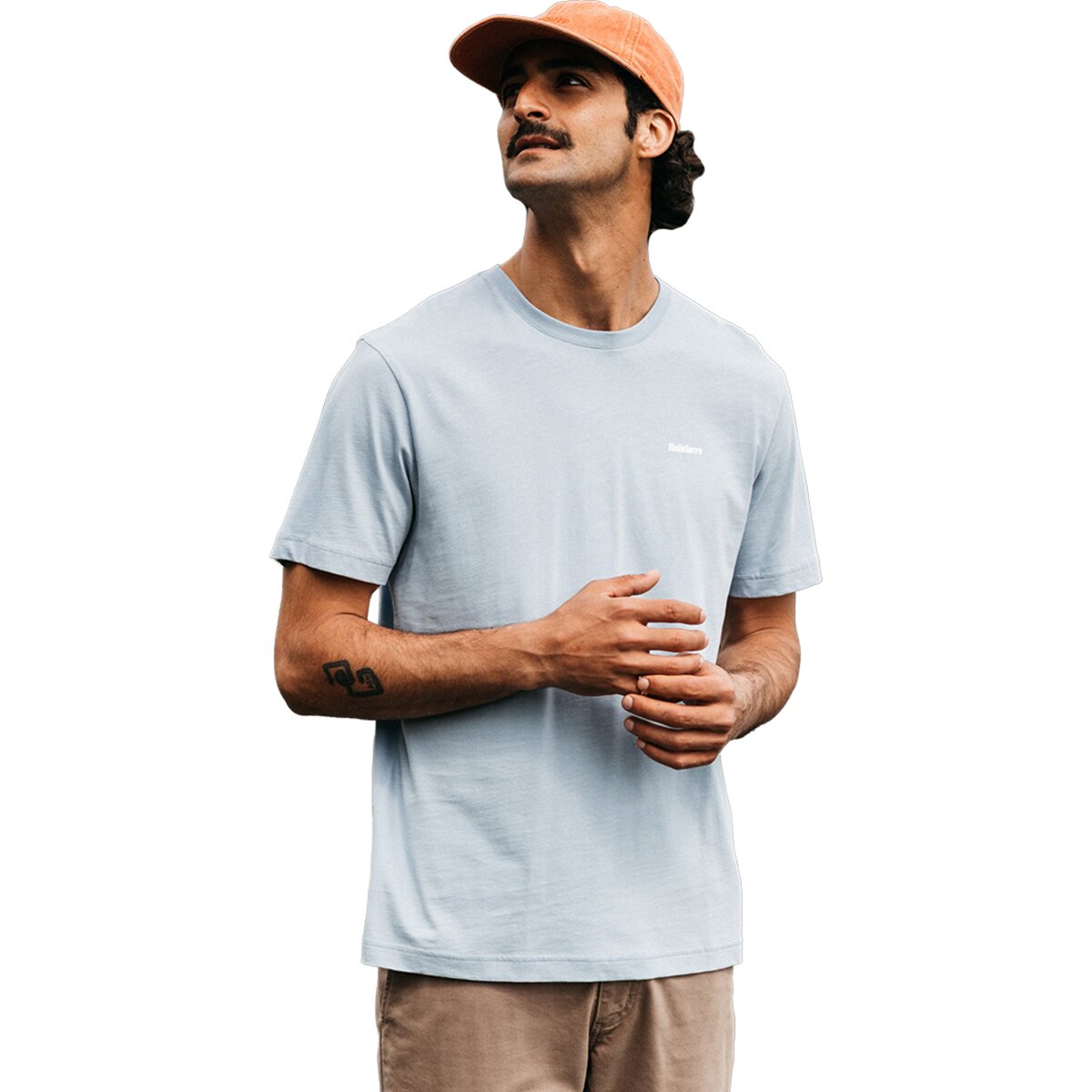 Image of Finisterre Harlyn Logo T-Shirt - Men's Dusty Blue, M