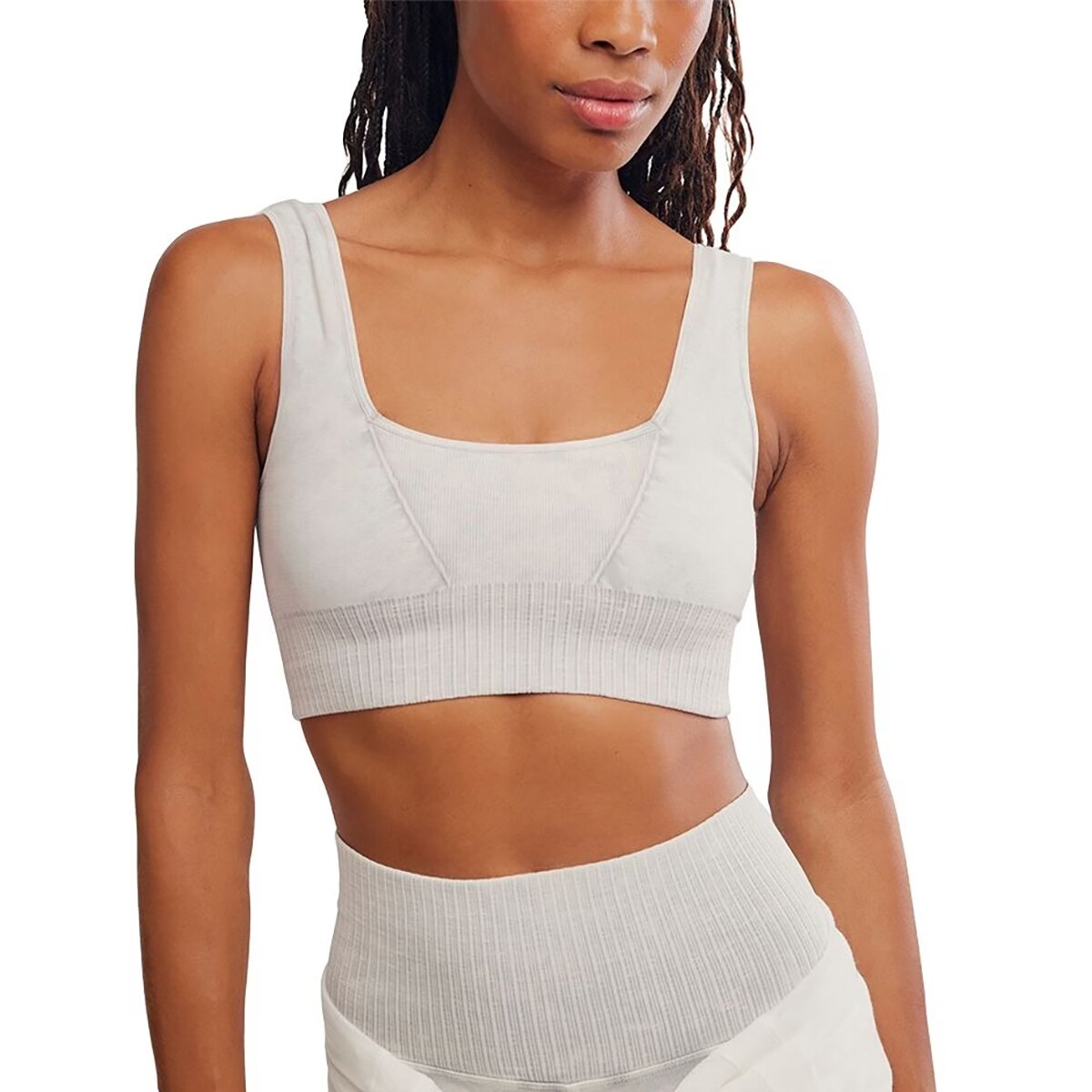 Image of FP Movement Square Neck Good Karma Bra - Women's Ice Grey, M/L