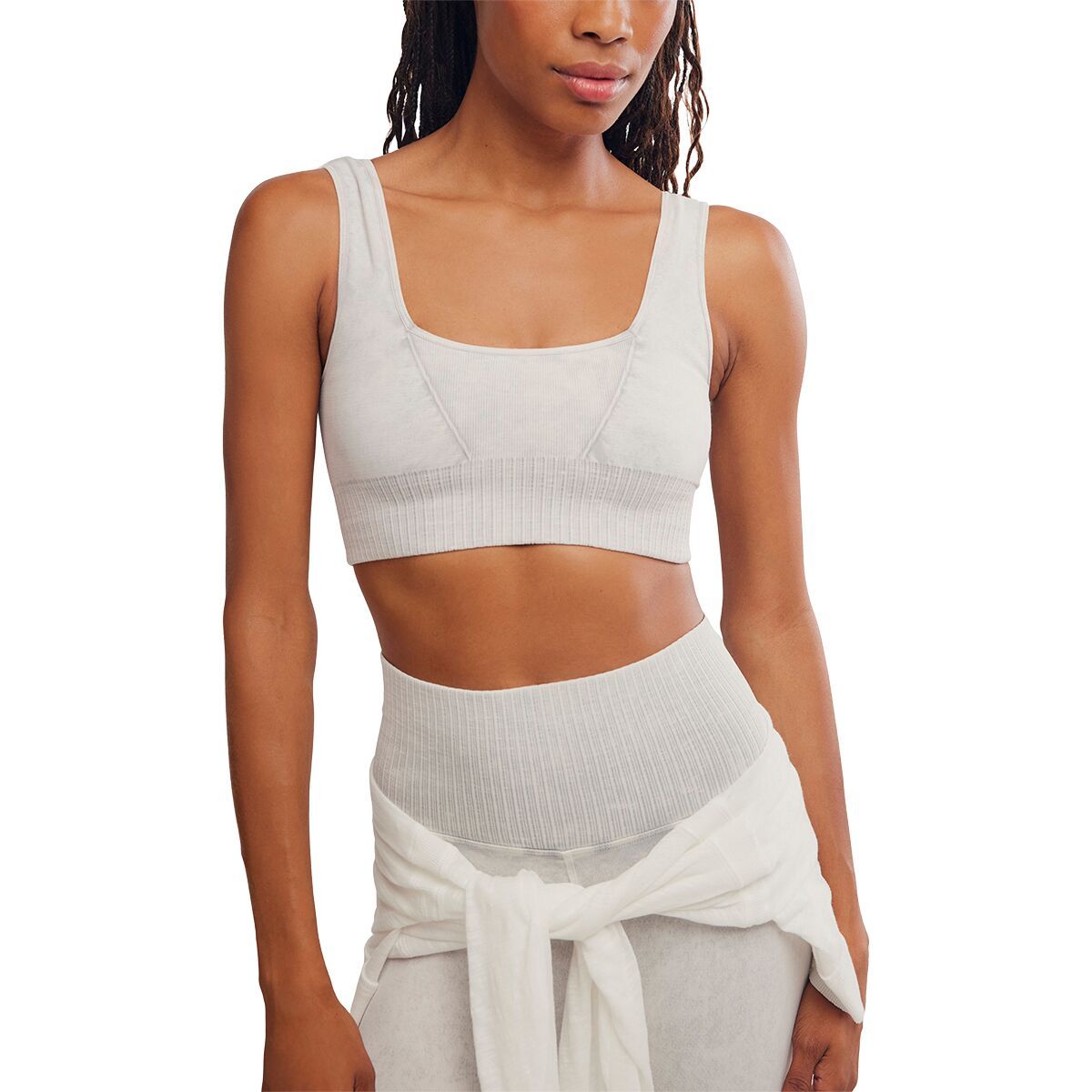 Image of FP Movement Square Neck Good Karma Bra - Women's Ice Grey, XS/S