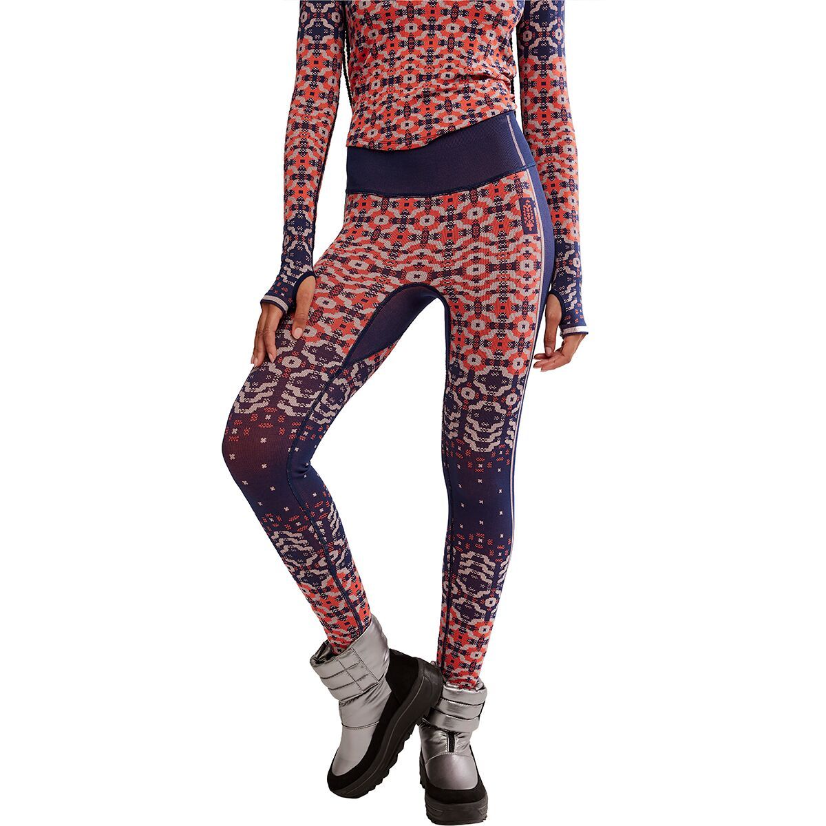 Image of FP Movement Myoko Jacquard Legging - Women's Apres Navy Combo, XS/S