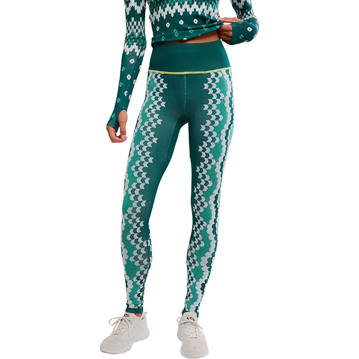 Image of FP Movement Myoko Jacquard Legging - Women's Evergreen Isle Knit, M/L
