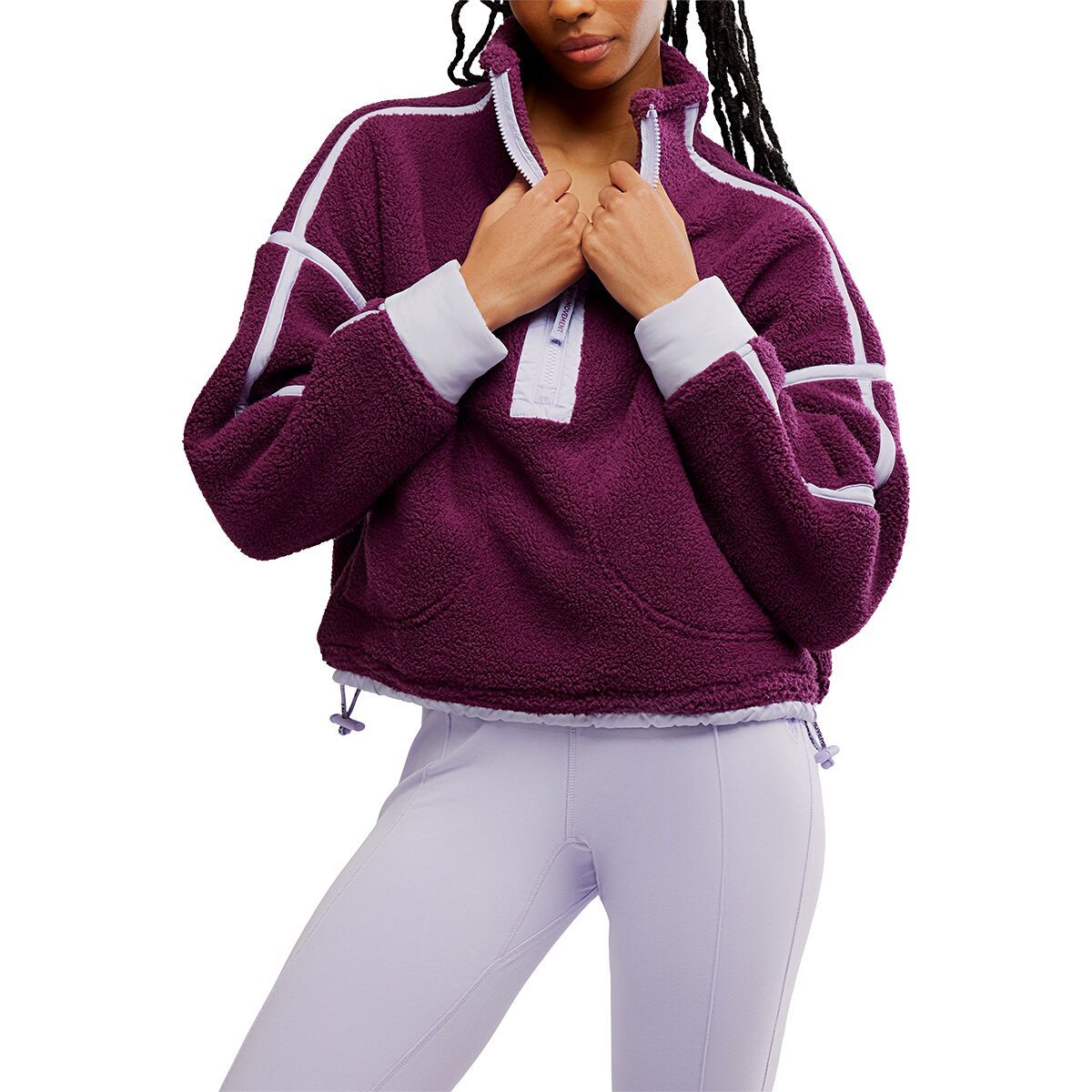 Image of FP Movement Mountain High 1/2-Zip Jacket - Women's Black Cherry Combo, XL