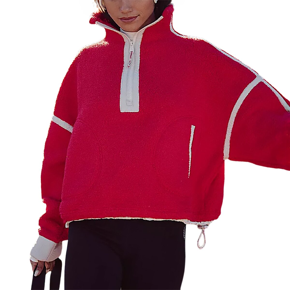 Image of FP Movement Mountain High 1/2-Zip Jacket - Women's Candy Apple/Pearl, S