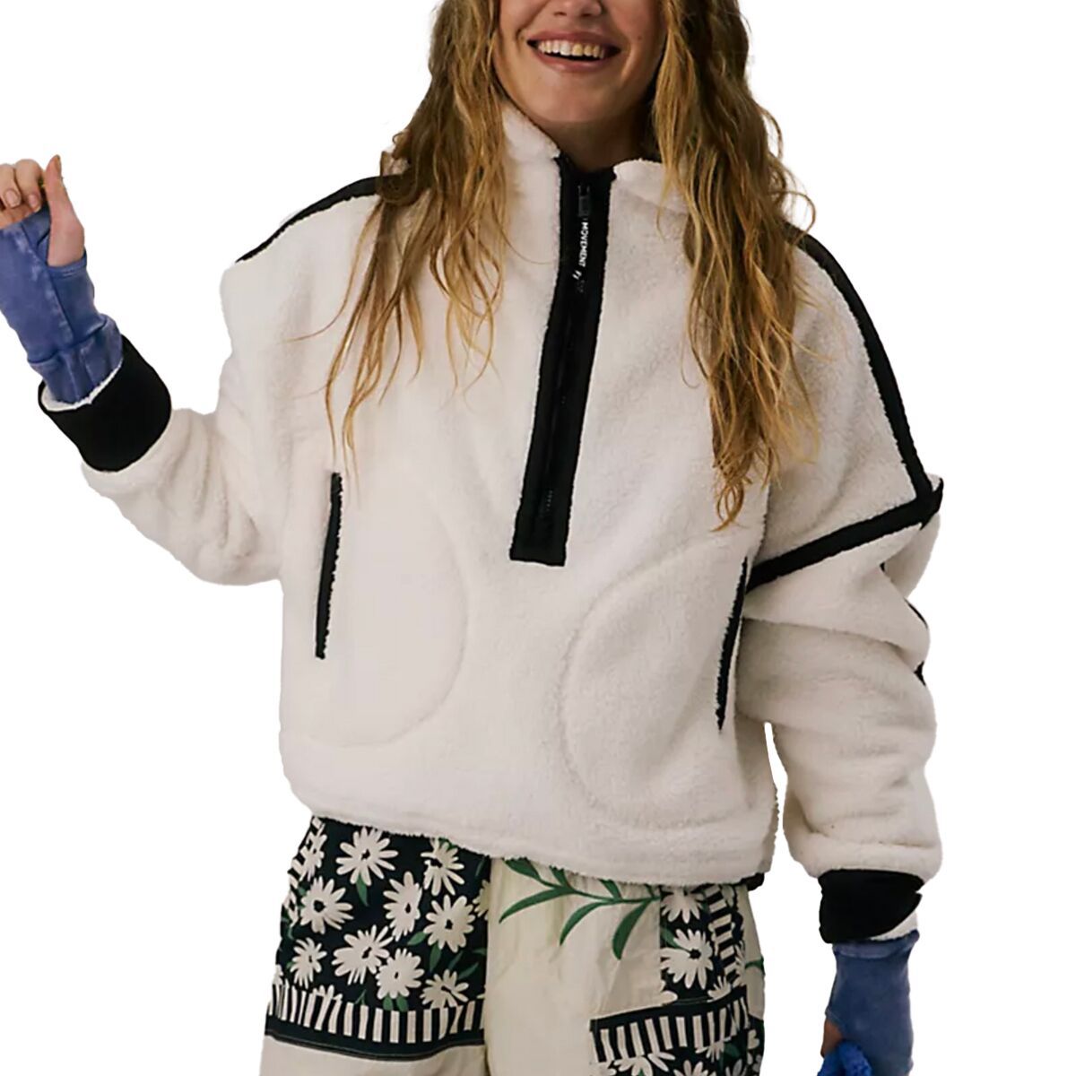 Image of FP Movement Mountain High 1/2-Zip Jacket - Women's White Combo, XS