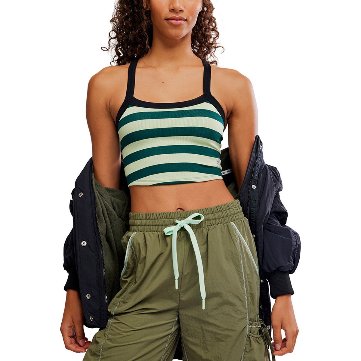 Image of FP Movement All Clear Striped Cami - Women's Evergreen Combo, M/L