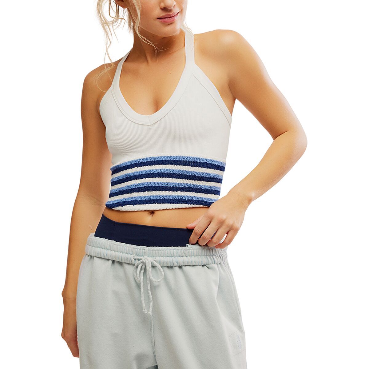 Image of FP Movement All Clear V Neck Stripe Cami - Women's White Combo, XL