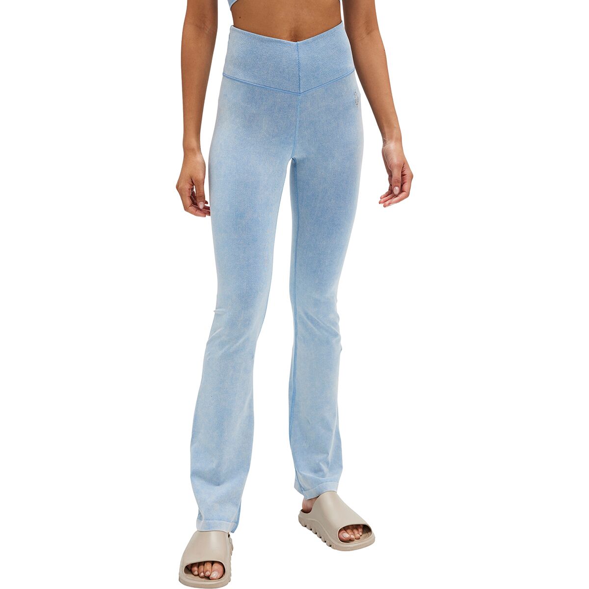 Image of FP Movement Go To Smooth Flare Pant - Women's Washed Denim Blue, XL