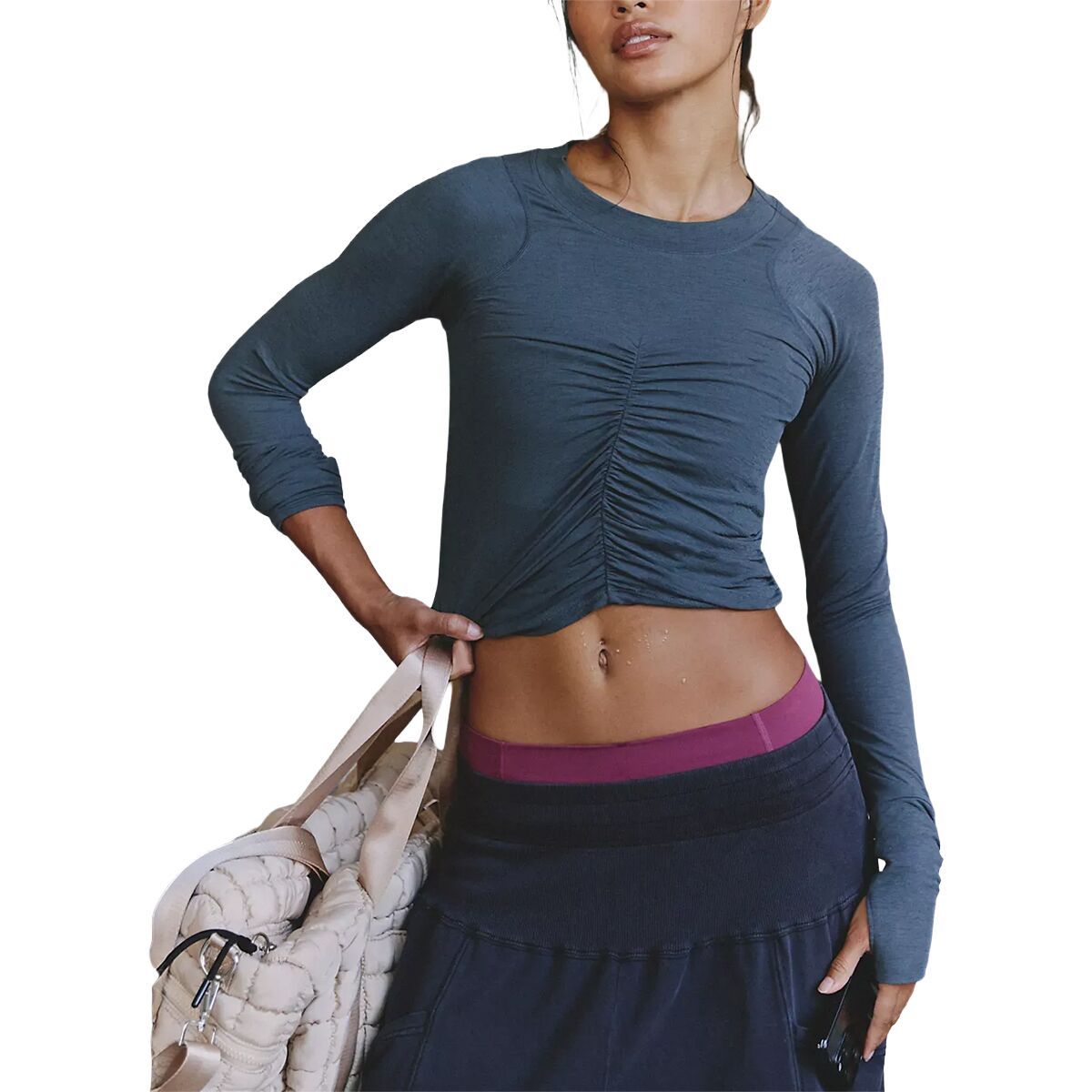 Image of FP Movement Tempo Ruched Long-Sleeve Shirt - Women's Graphite, XL