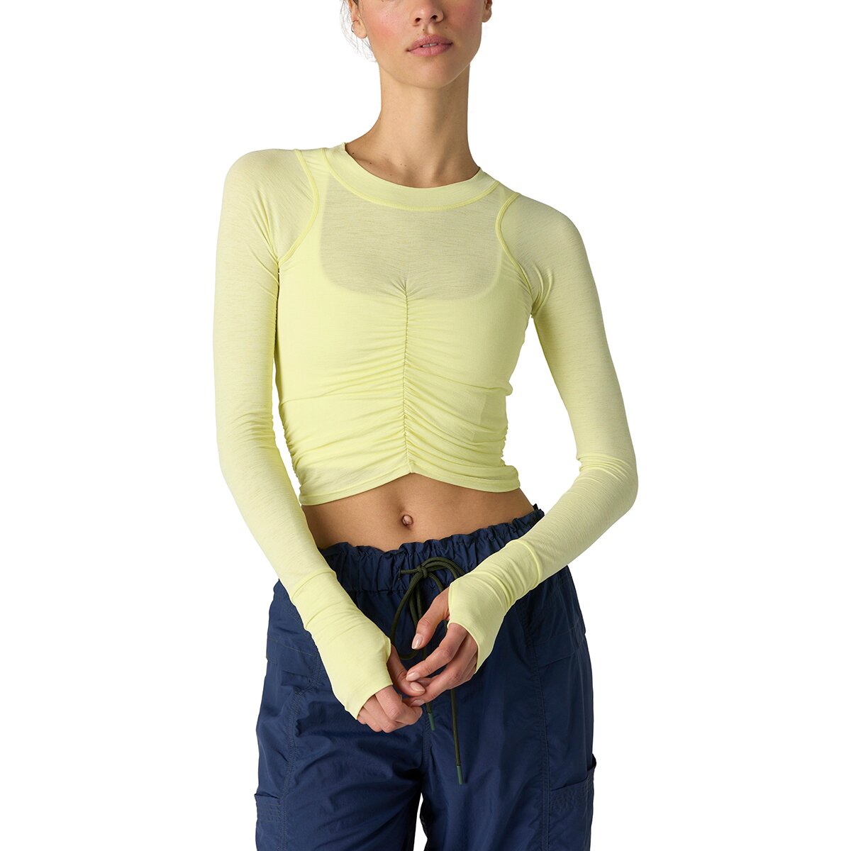 Image of FP Movement Tempo Ruched Long-Sleeve Shirt - Women's Vapor Lime, M