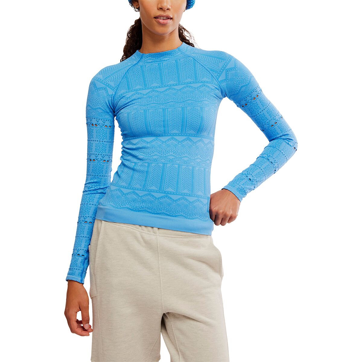 Image of FP Movement High Road Long-Sleeve Layer Top - Women's Light Cobalt, XS/S