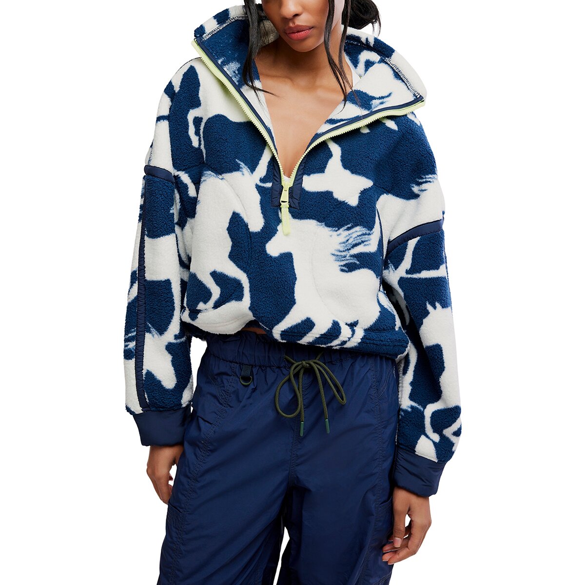Image of FP Movement Printed Mountain High 1/2-Zip Pullover - Women's Wild Horses/Navy Combo, XS