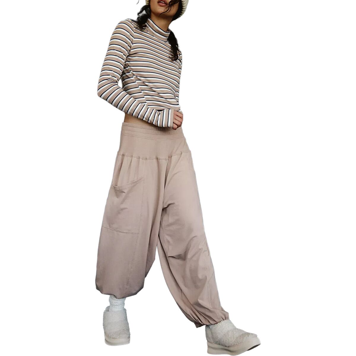 Image of FP Movement Printed Up In The Air Set - Women's Sandy/Navy Stripe, S