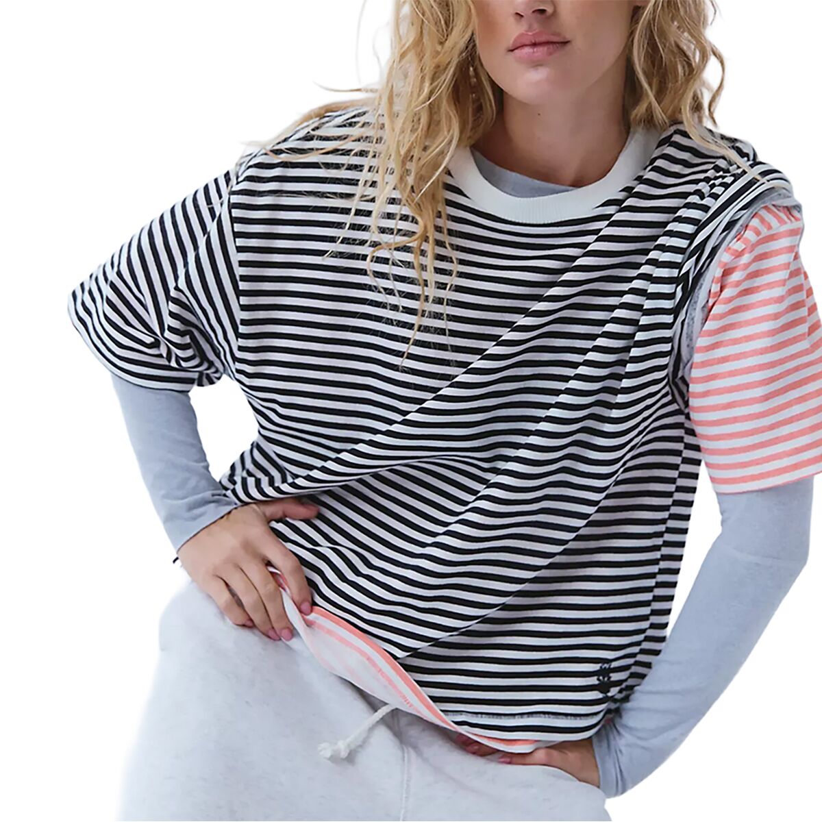 Image of FP Movement Stripe Tackle T-Shirt - Women's Court Stripe Black W, M