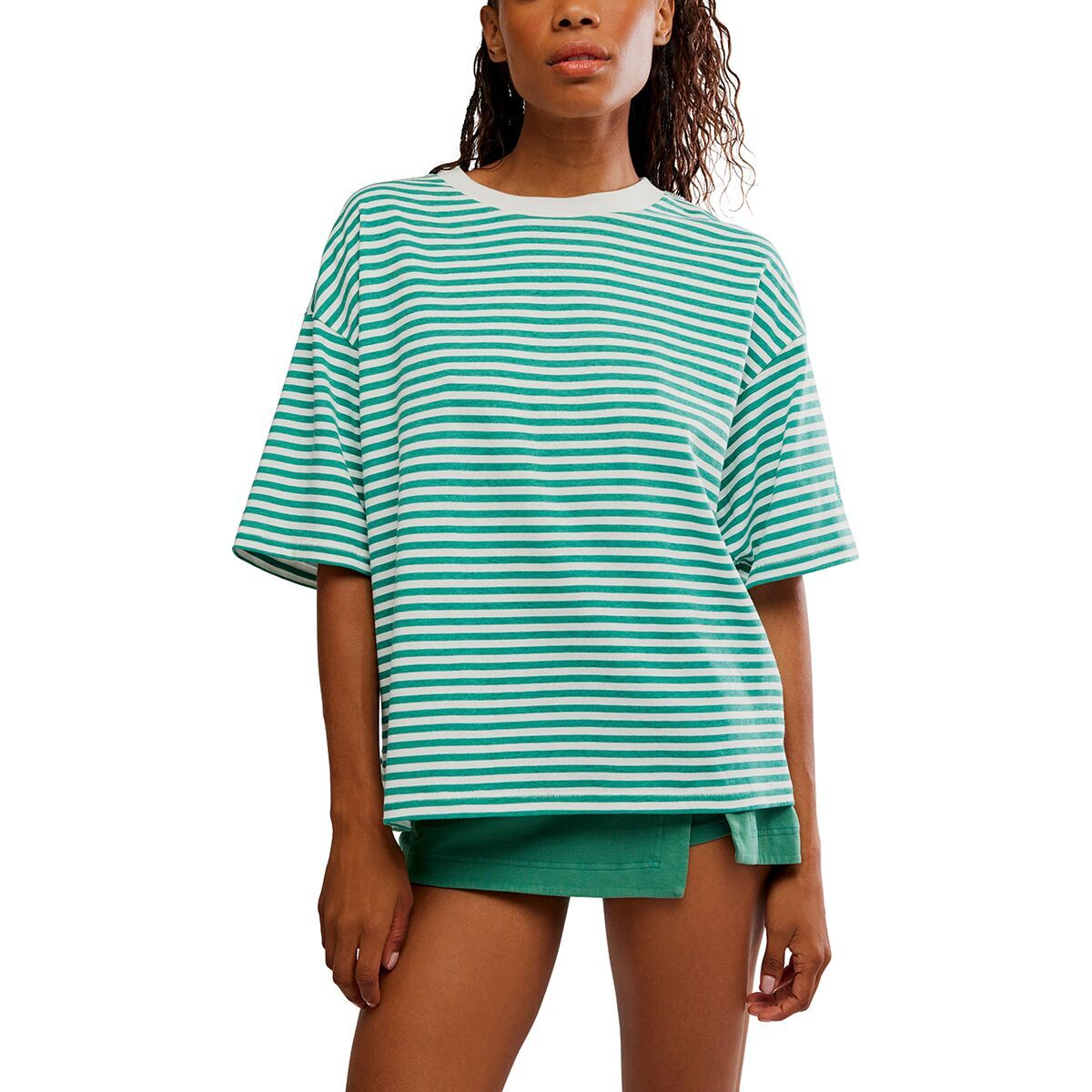 Image of FP Movement Stripe Tackle T-Shirt - Women's Court Stripe Green G, L