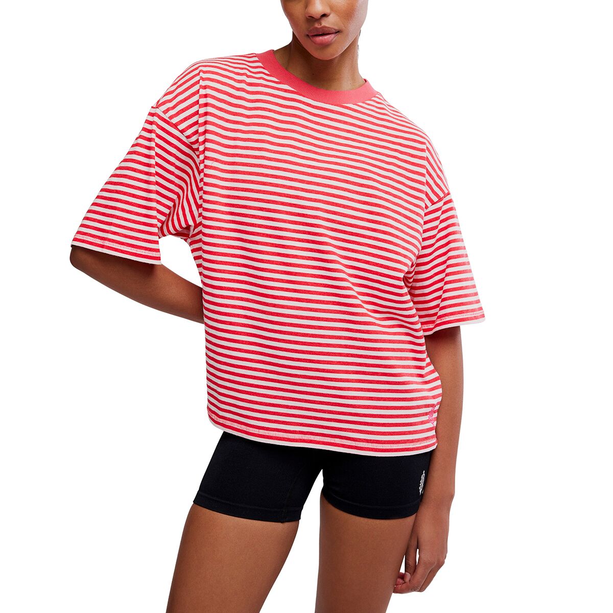 Image of FP Movement Stripe Tackle T-Shirt - Women's Prep Stripe Grapefru, M