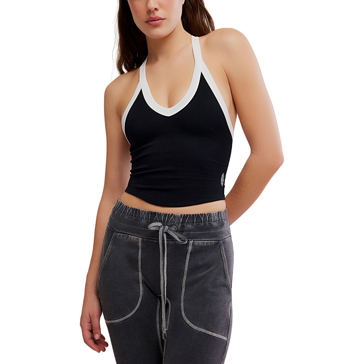 Image of FP Movement All Clear VNeck Colorblock Cami - Women's Black White Combo, XS/S