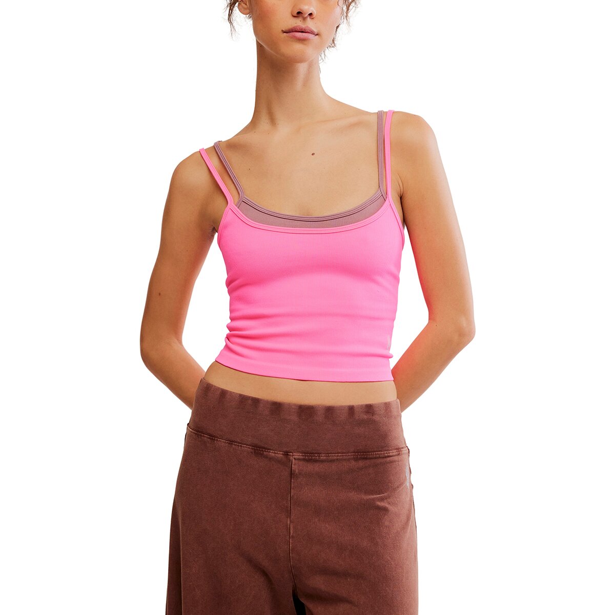 Image of FP Movement All Clear Coastline Cami - Women's Hot Pink Combo, XS/S