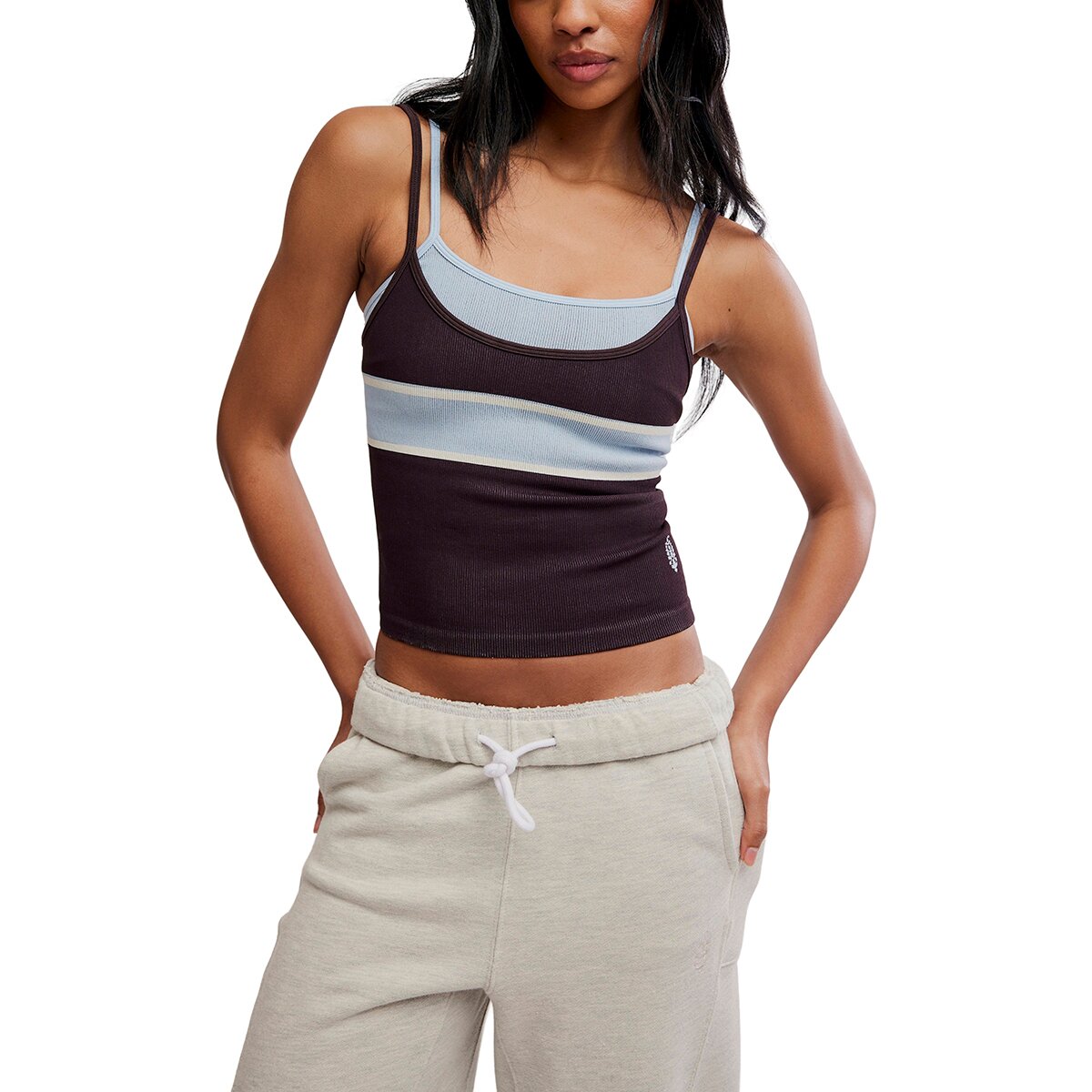 Image of FP Movement All Clear Coastline Striped Cami - Women's Chocolate Combo, XS/S
