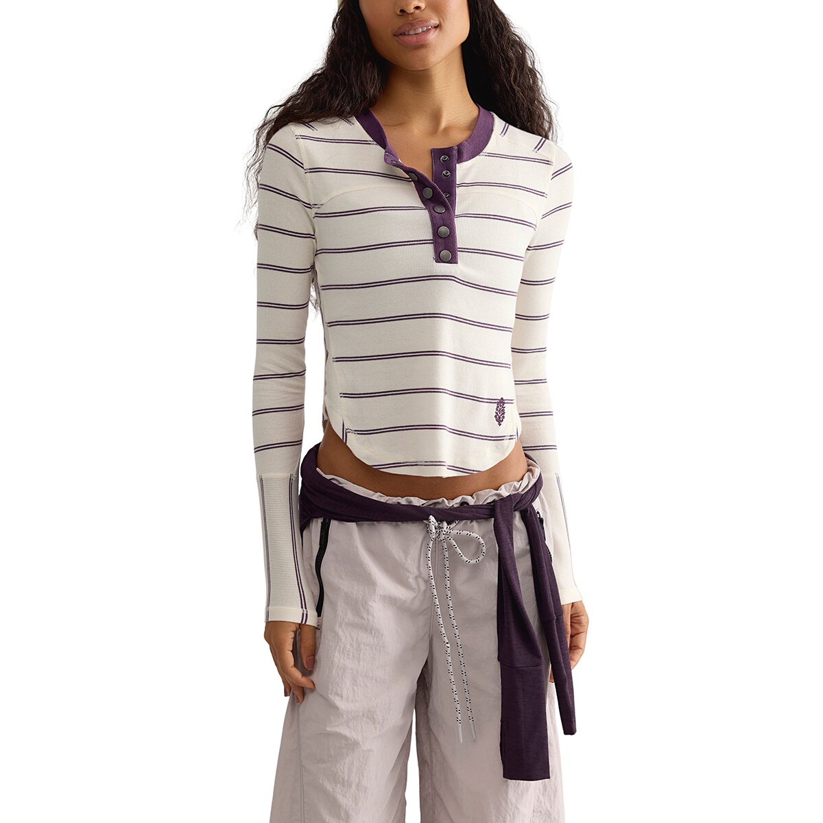 Image of FP Movement Cool Down Crew Stripe Long-Sleeve Top - Women's Ivory Combo, L