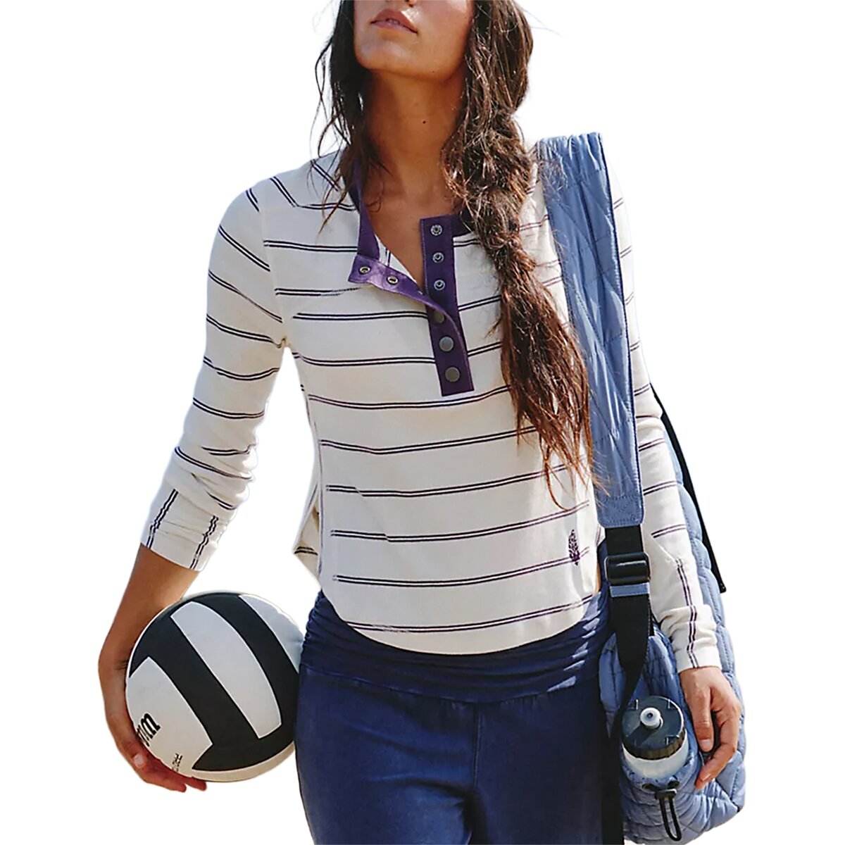 Image of FP Movement Cool Down Crew Stripe Long-Sleeve Top - Women's Ivory Combo, XS