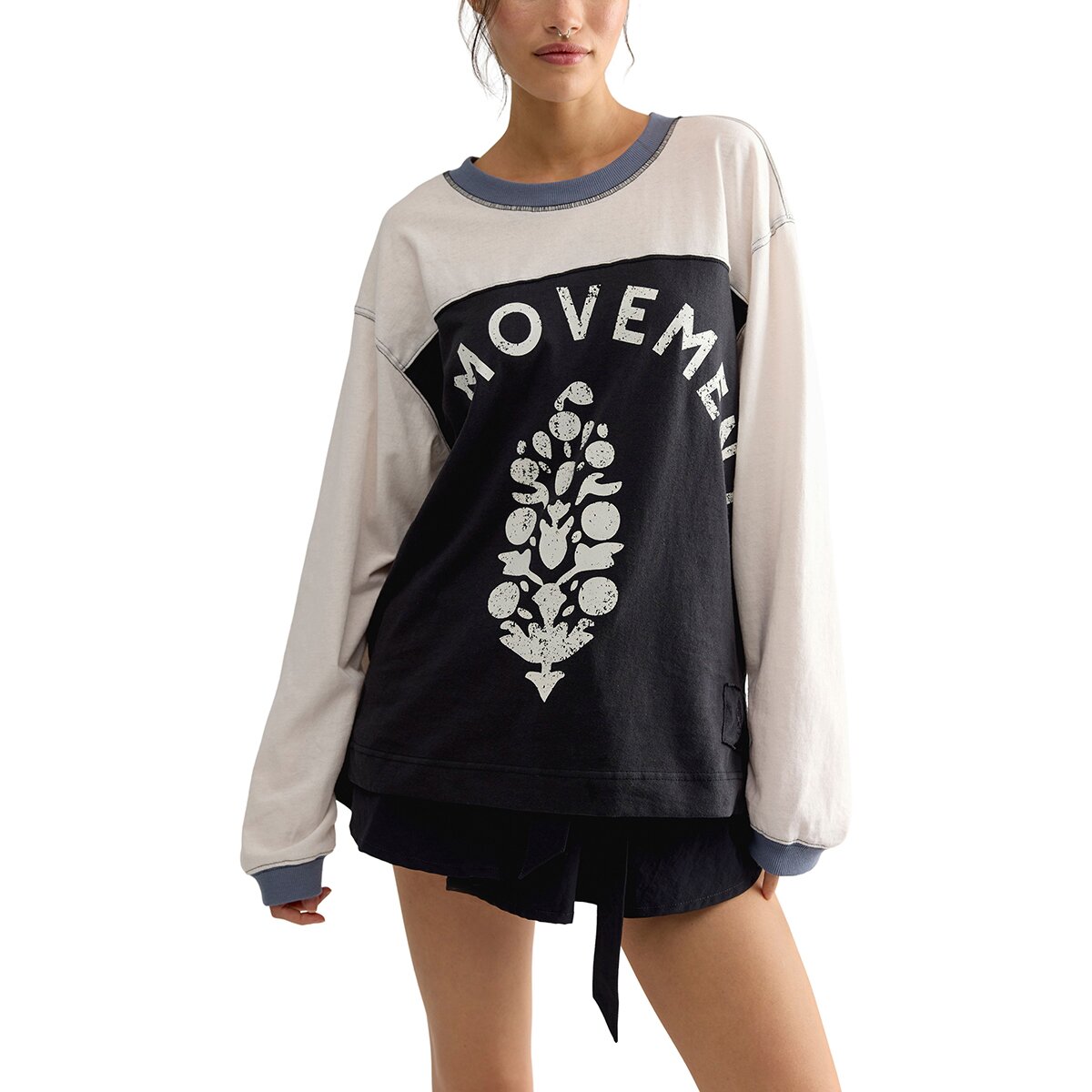 Image of FP Movement Hustle Layer Graphic Top - Women's Black And White Combo, L